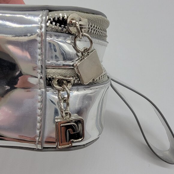 Paco Rabanne Metallic Silver Pouch Travel Bag Vanity Case Wristlet - Picture 7 of 10